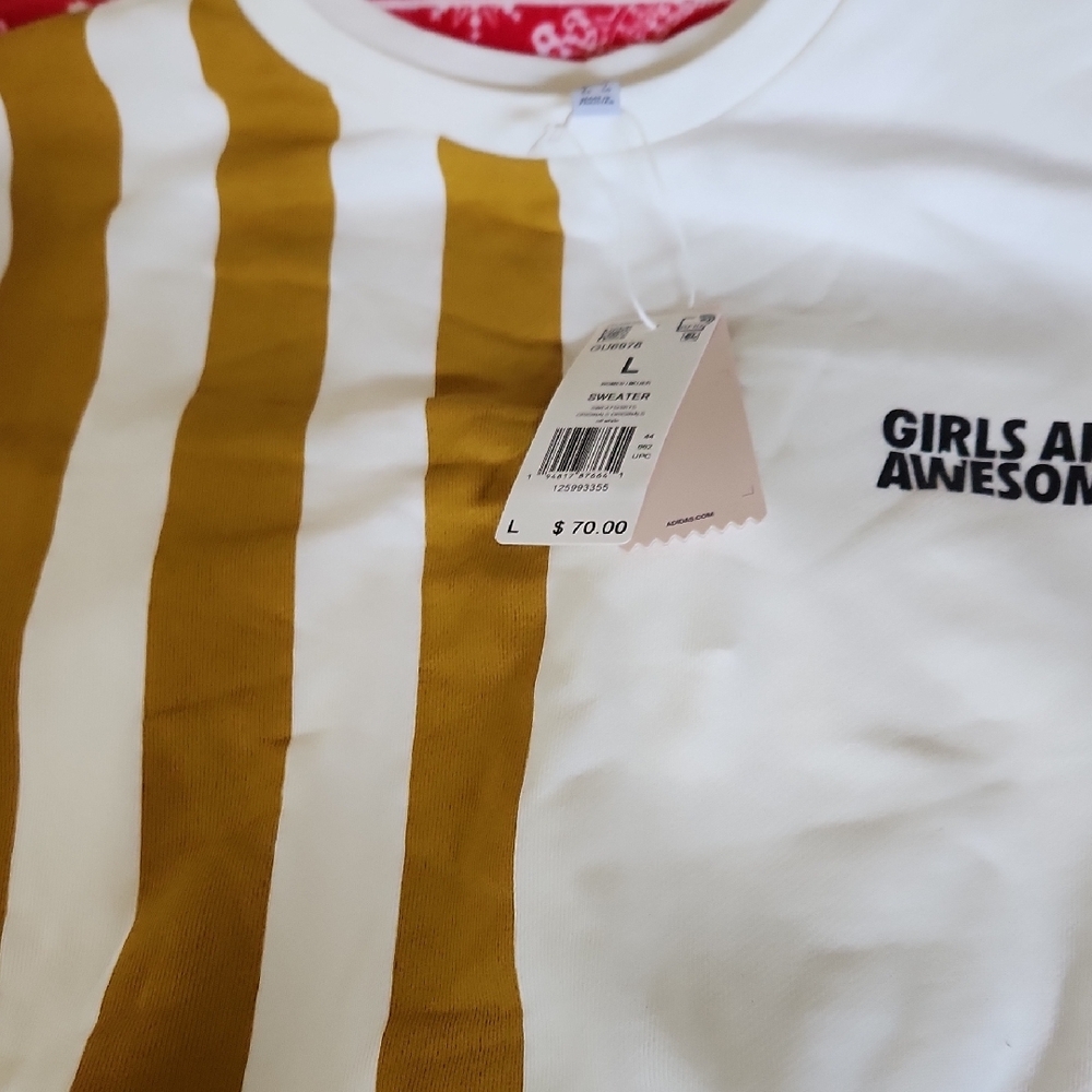 White and Gold Striped T-Shirt